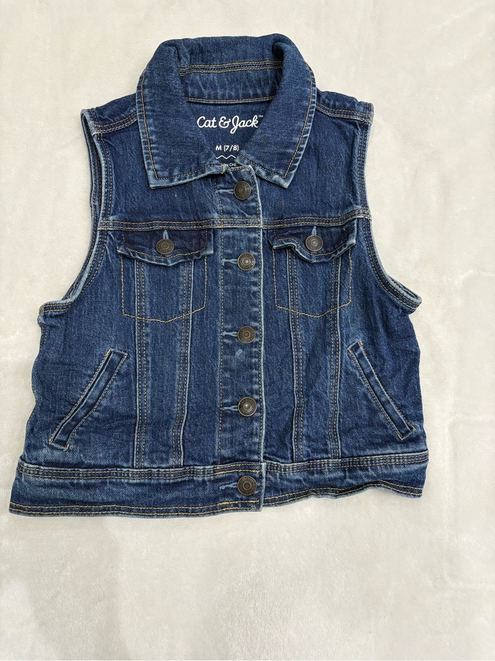 Cat & Jack Blue Denim Sleeveless Button-Up Vest for Women
